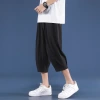 Japanese-style drape 70% pants for men, summer thin ice silk knee-length shorts, trendy ins high street loose 7/8 pants Specification image